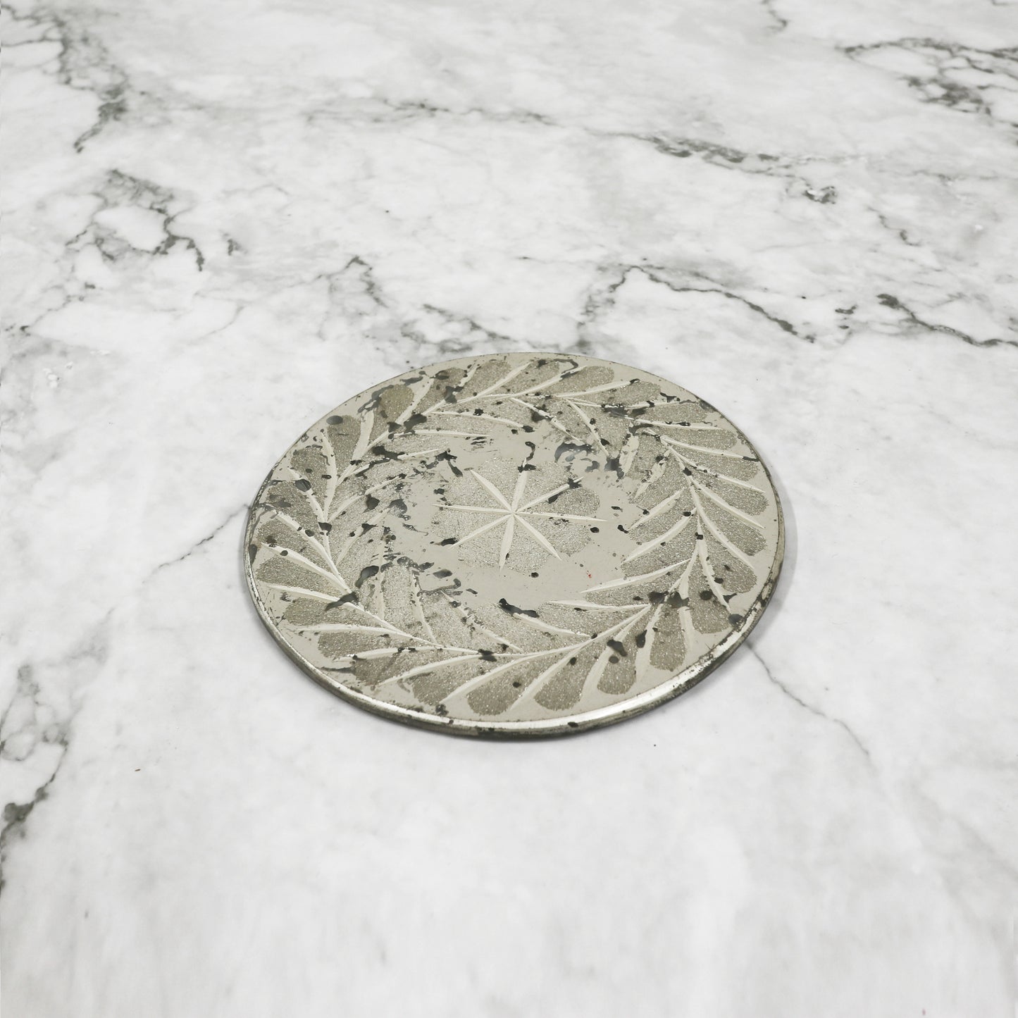 Cut Glass Coaster – Antique Silver Finish