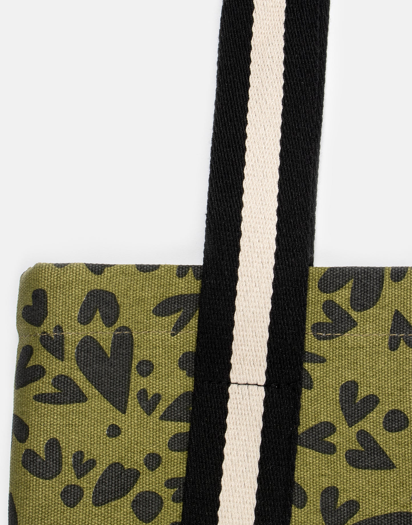 Hearts Book Bag – Khaki and Black