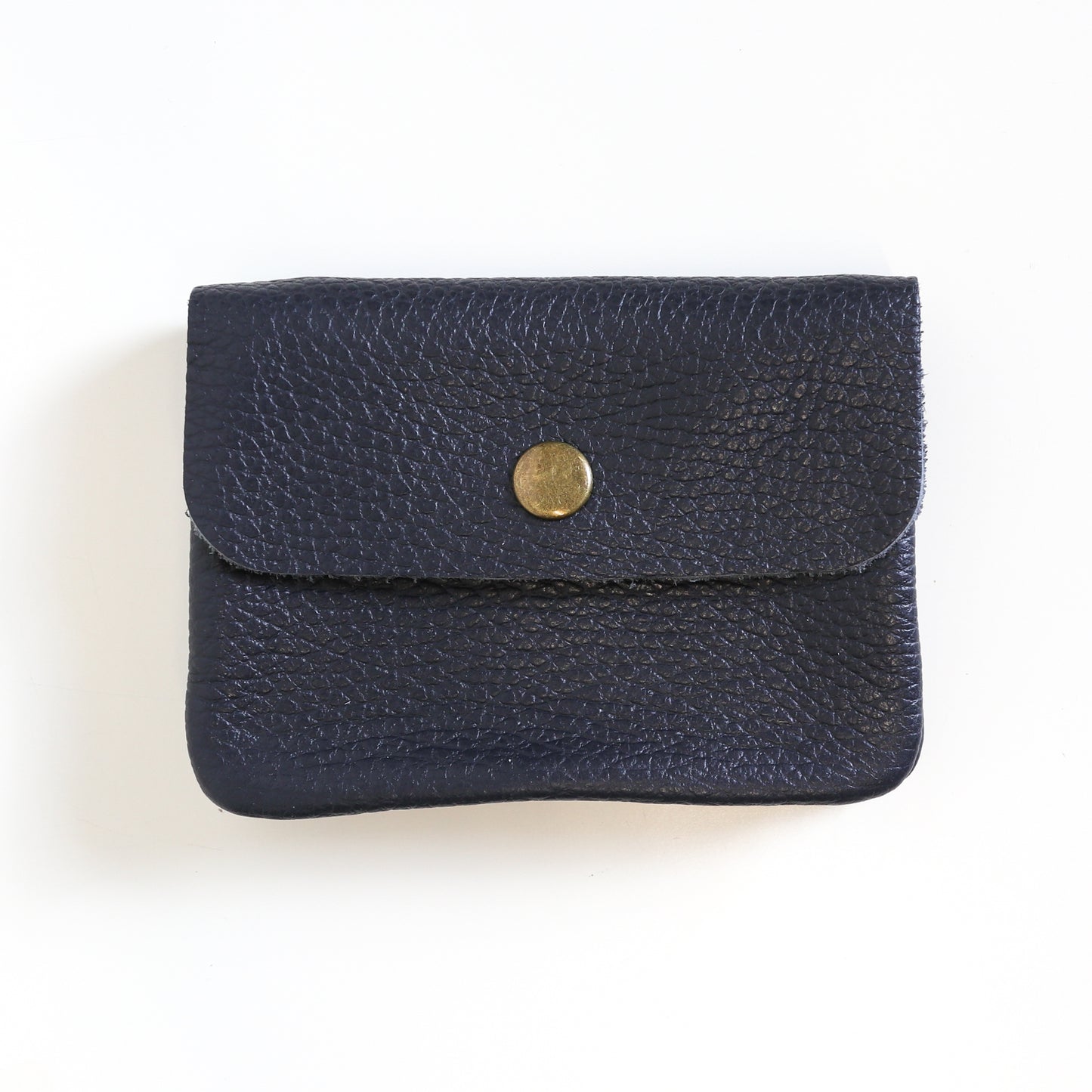 Leather Button Purse – Navy Blue