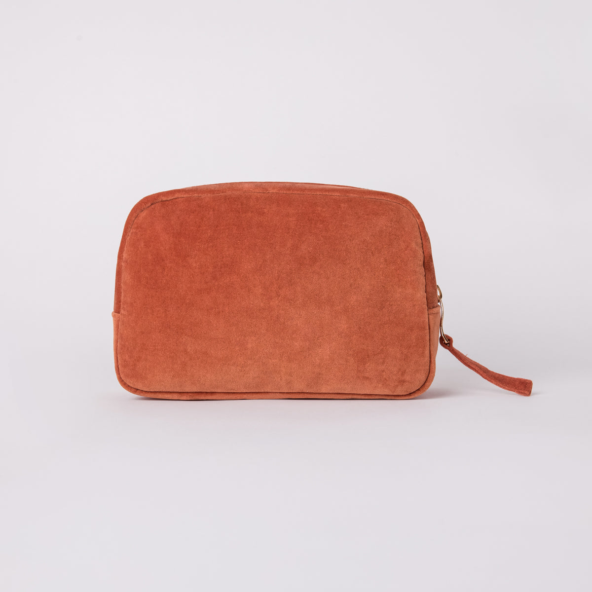 Velvet Embroidered Cosmetics Bag - Hope - Rust