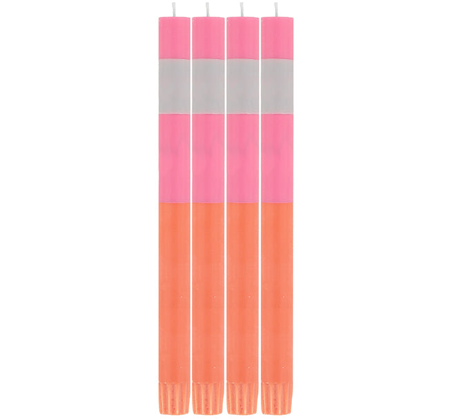 Abstract Striped Dinner Candles - Pack of 4
