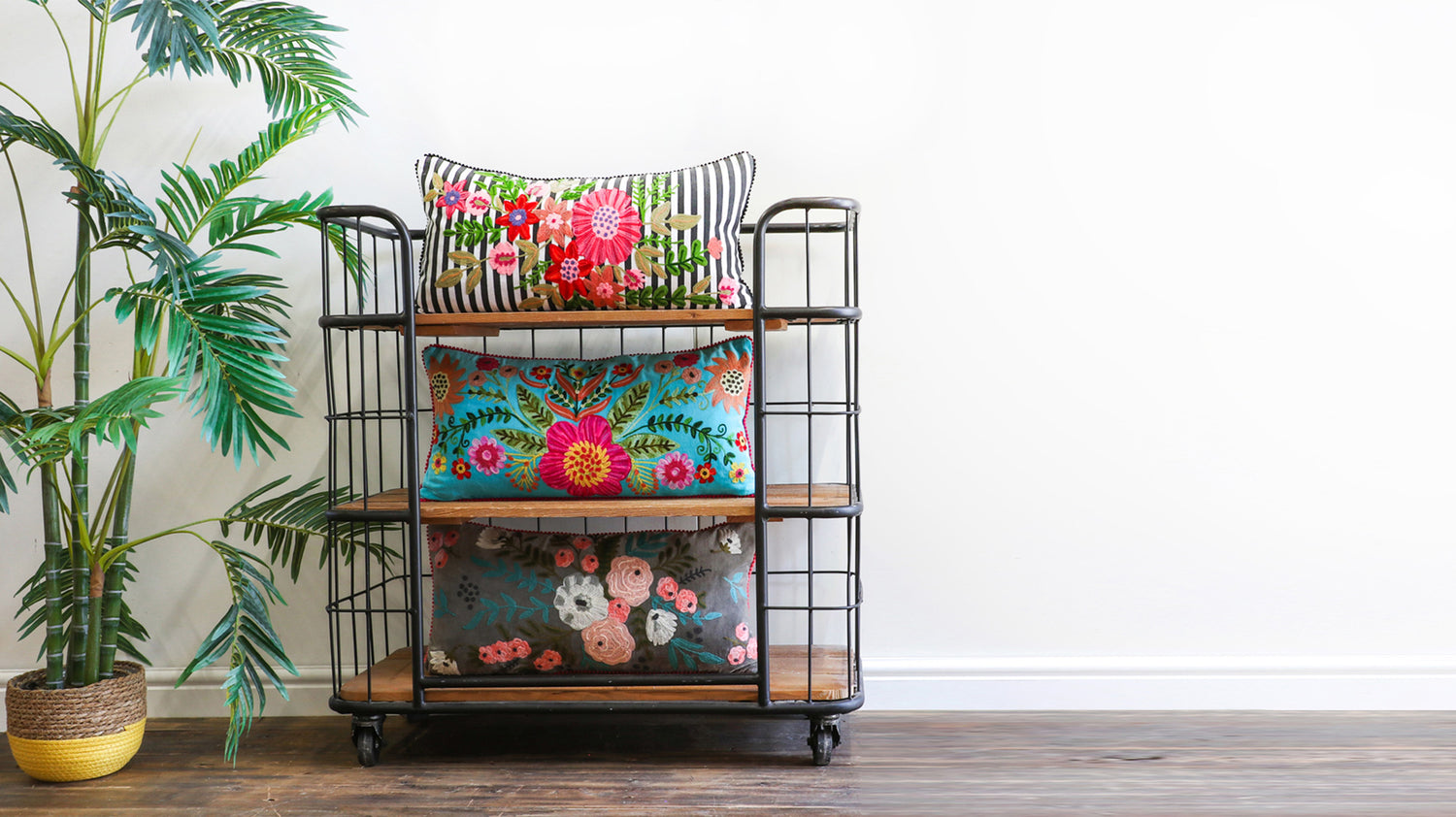 Embroidered Cushions and Pouffes