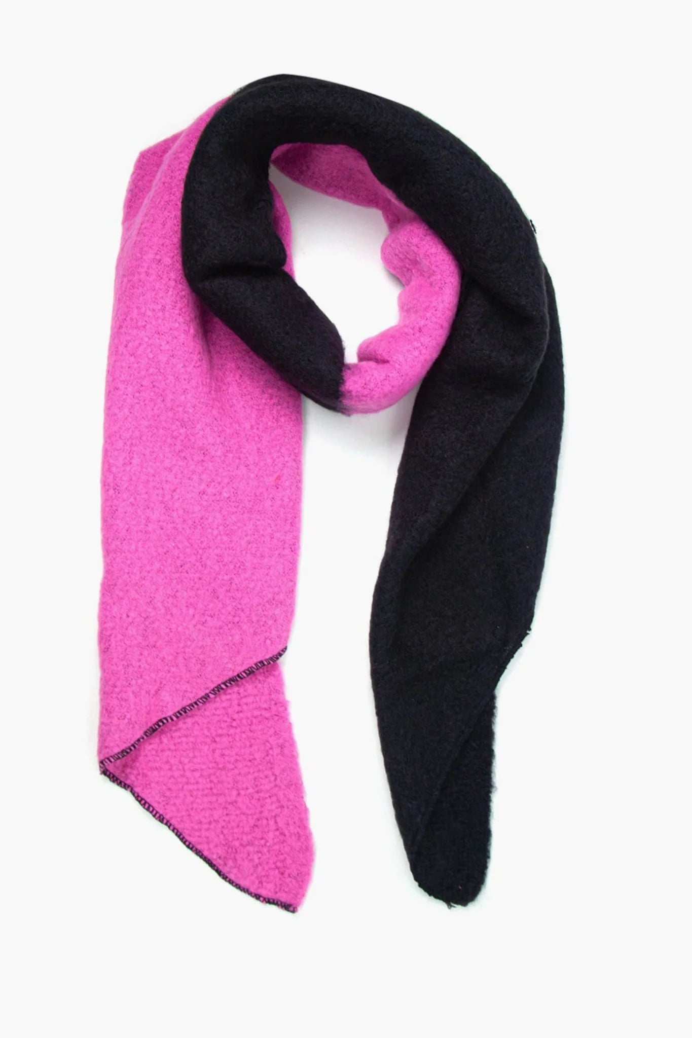 Warm Asymmetrical Scarf – Two Tone Pink and Black
