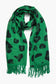 Warm Scarf with Tassels – Green and Black Leopard Print