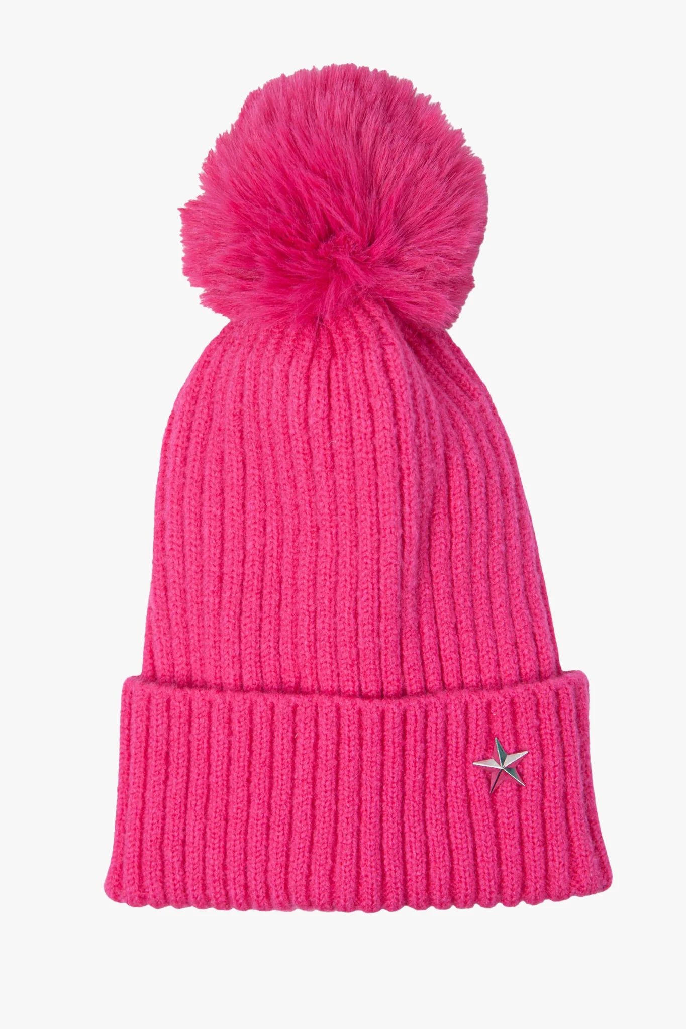 Bobble Hat - Fuchsia Pink with Metal Star