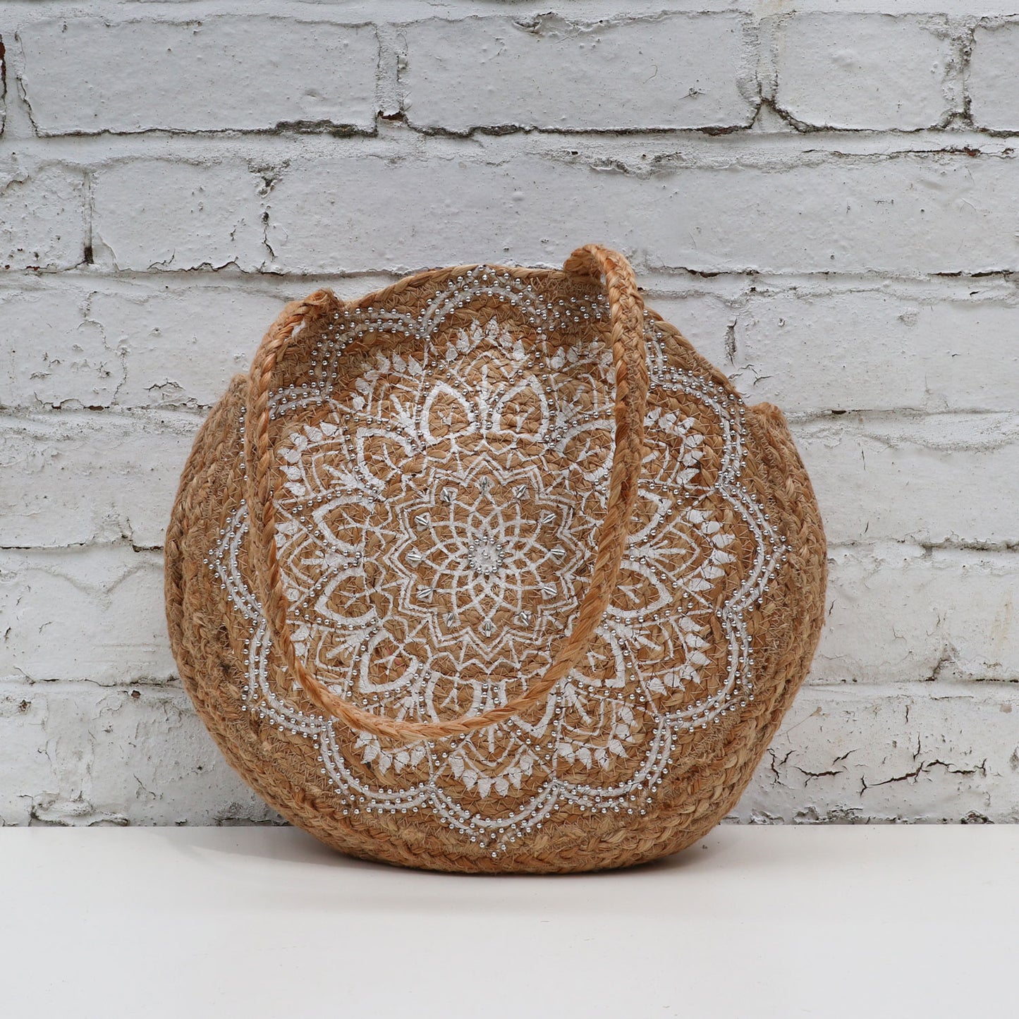 Jute Bag with Pattern and Beading