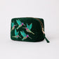 Embroidered Cosmetics Bag - Hummingbird Rainforest Green