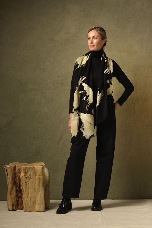 One Hundred Stars – Wool Scarf - Stork Black