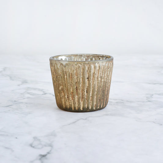 Tealight Holder - Antique Ribbed Gold Finish