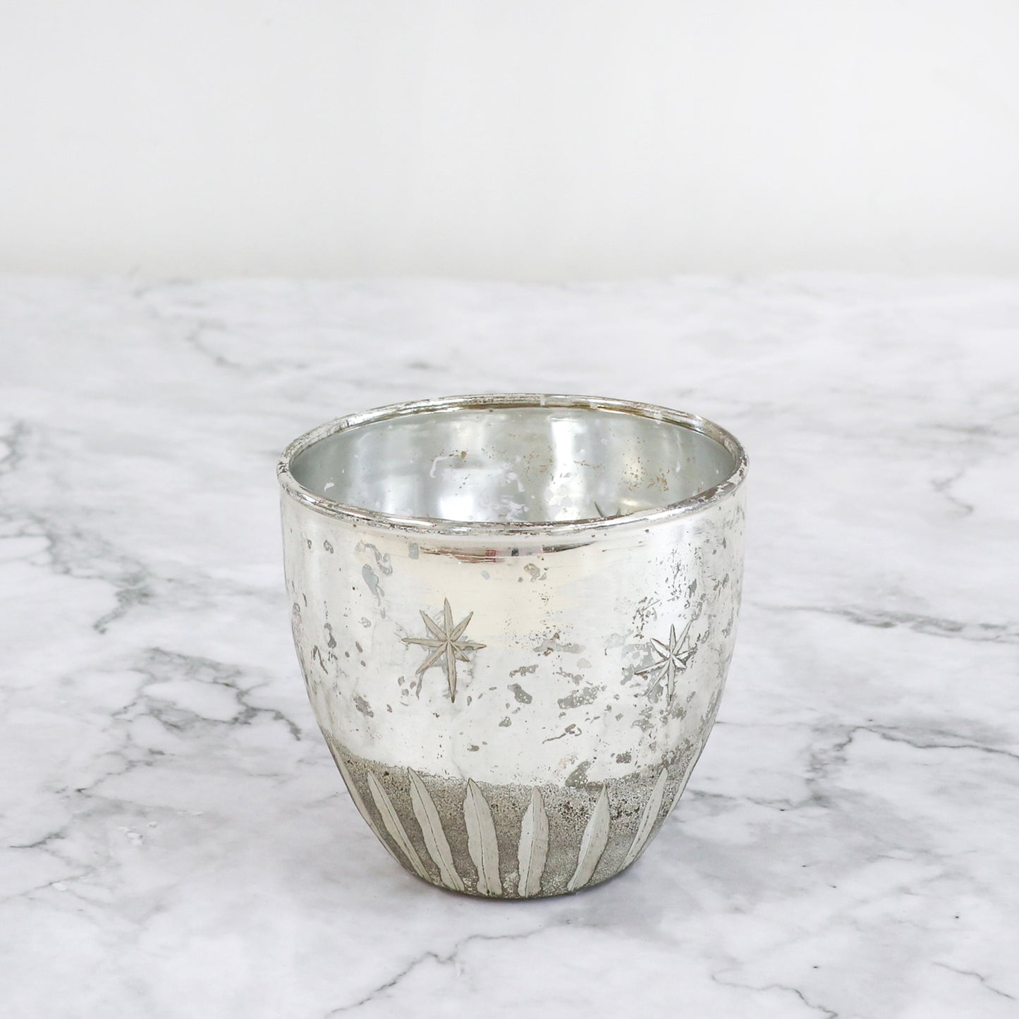 Cut Glass Tealight Holder –  Antique Silver Finish
