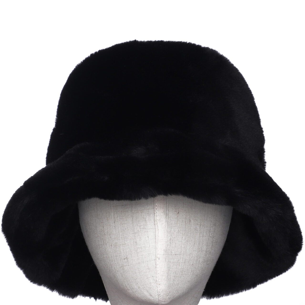 Bucket Hat – Black Faux Fur