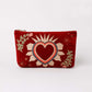 Embroidered Pouch - Sacred Heart Rhubarb Red