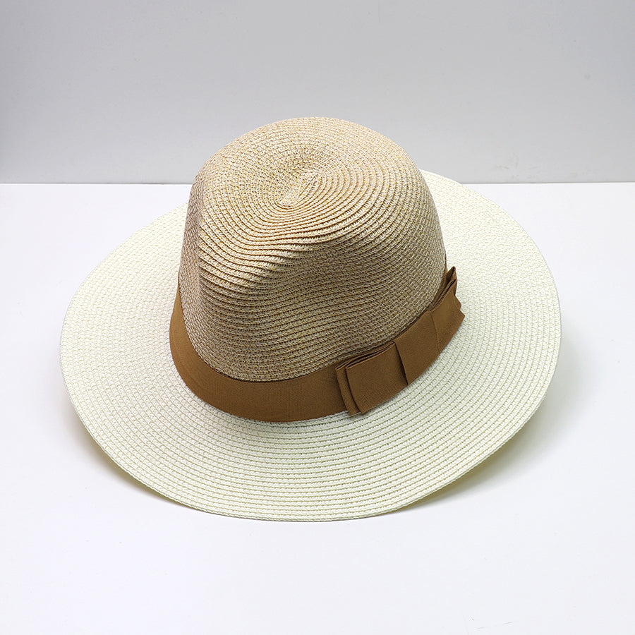 Fedora – Two Tone Natural and Cream with Tan Band