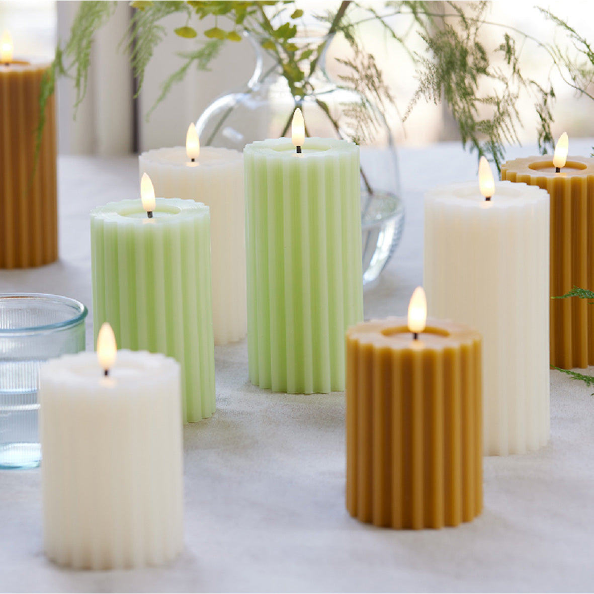 Flame Effect Pillar Candle - Large