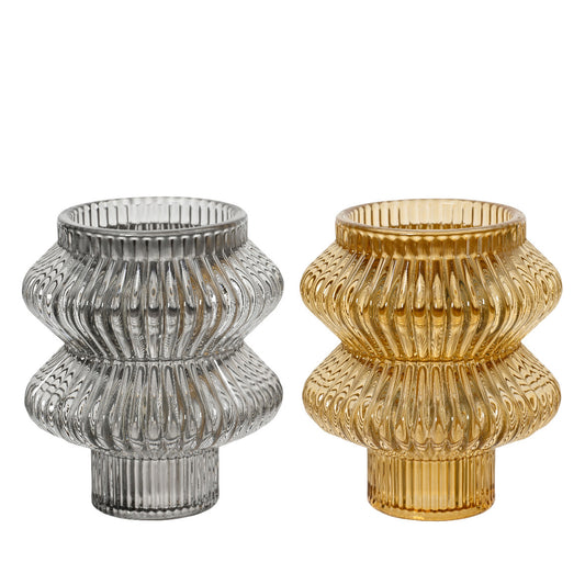 Glass Candle Holders – Choice of Two Colours