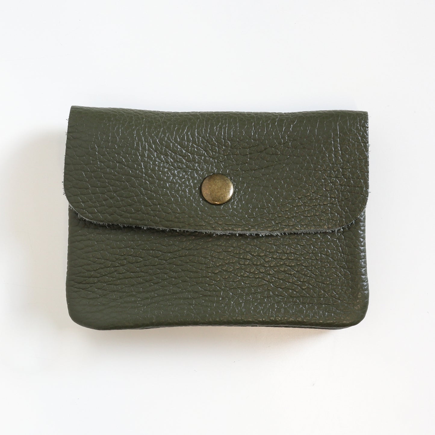 Leather Button Purse – Olive Green