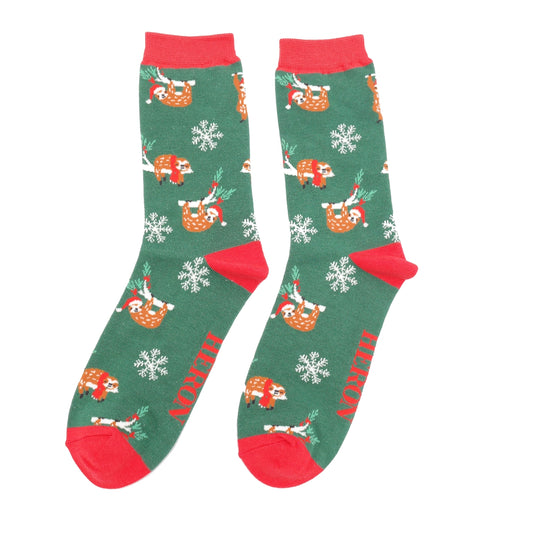 Ankle Socks – Mr Heron Christmas Sloths – Green