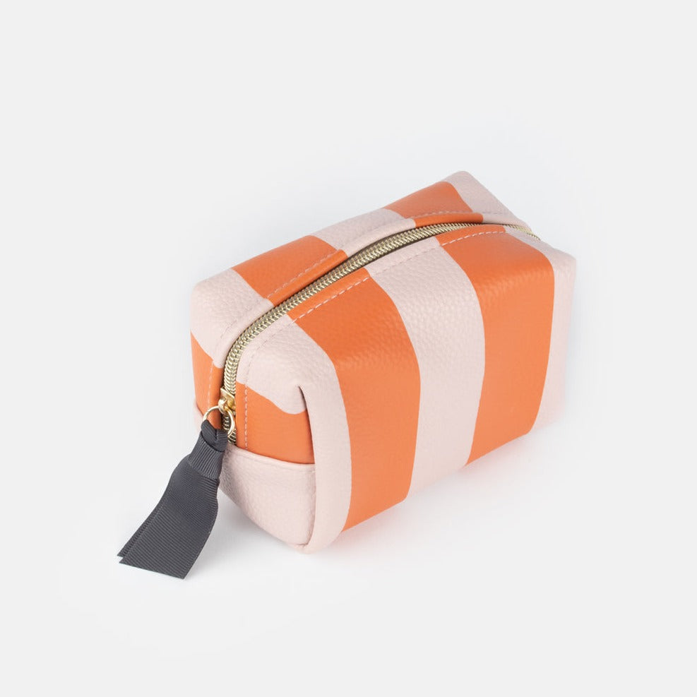 Mini Cube Cosmetic Bag – Orange and Pink Stripes