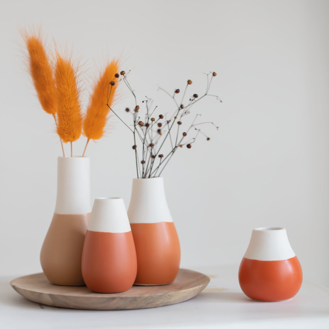 Mini Vases in Pastel Earth Tones - Set Of 4