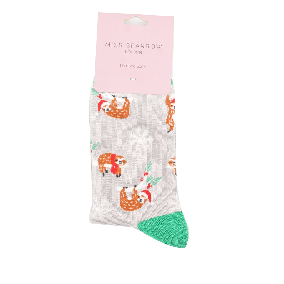 Ankle Socks - Christmas Sloths – Silver Grey
