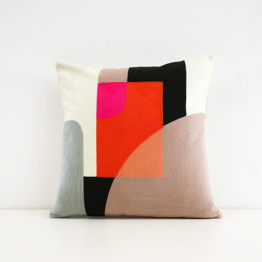 Geometric Crewelwork Cushion