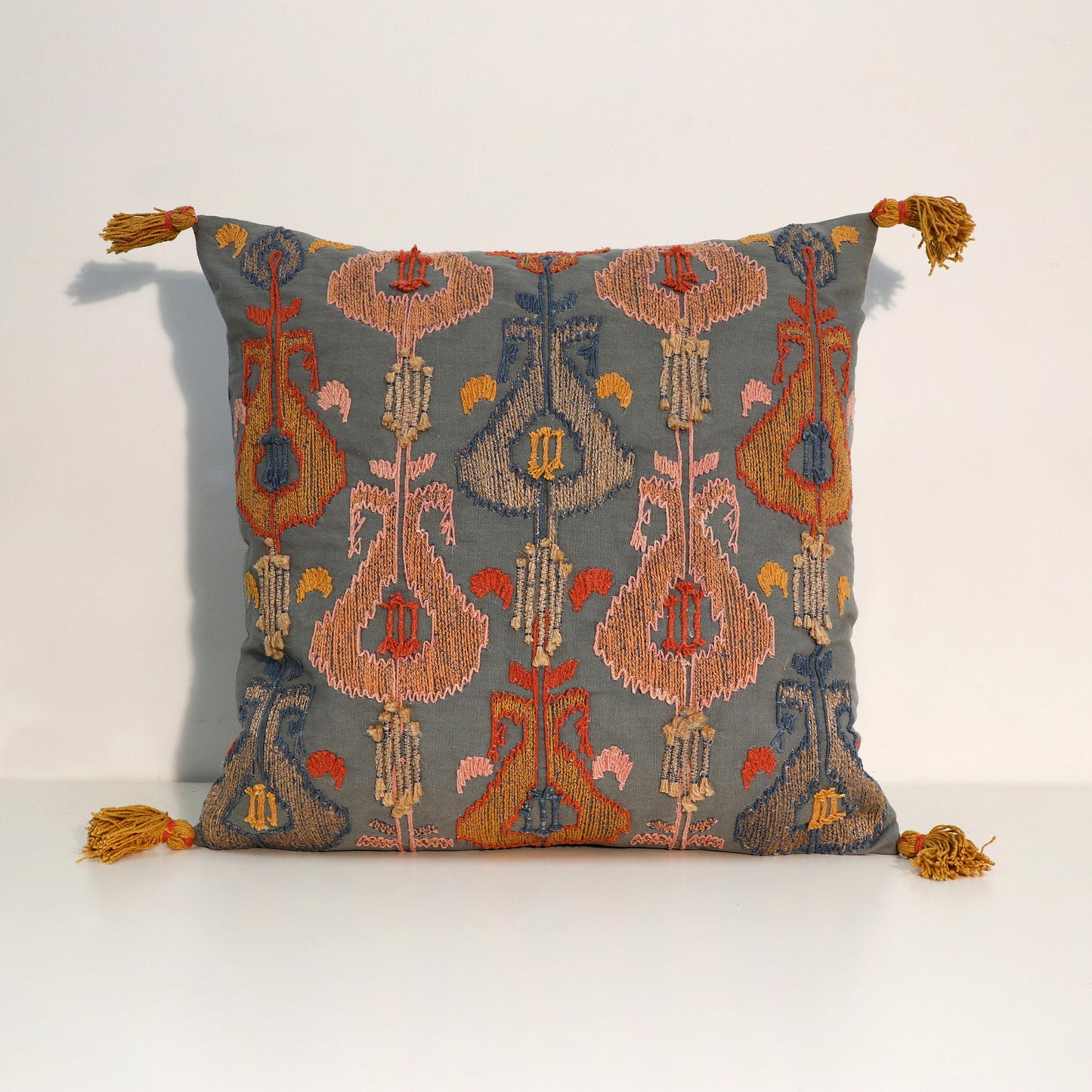 Embroidered Cushion - Ikat Design
