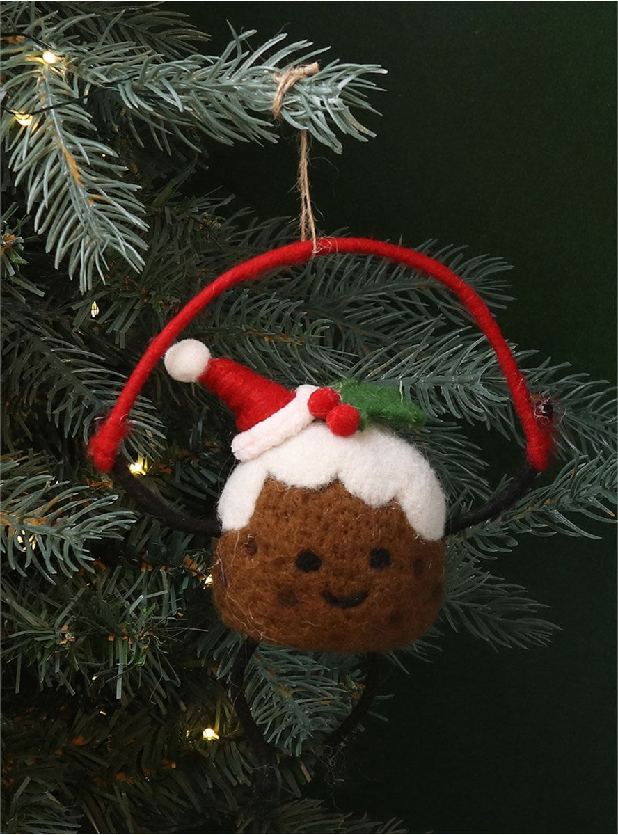 Wool Christmas Tree Decoration – Happy Christmas Pudding