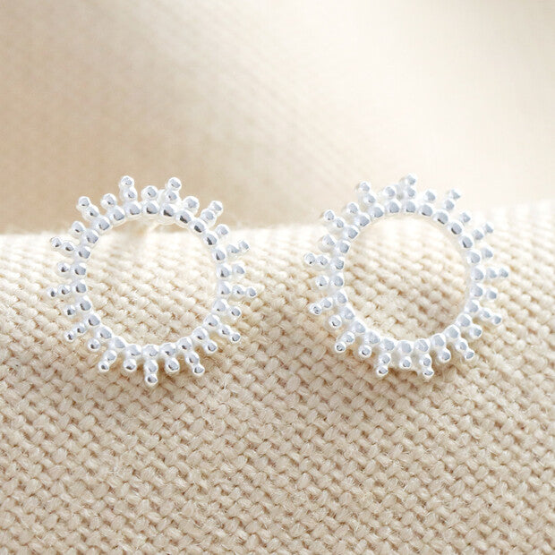 Silver Dotted Sun Studs