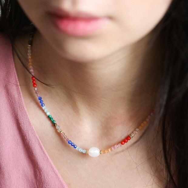 Rainbow Beads Pearl Necklace