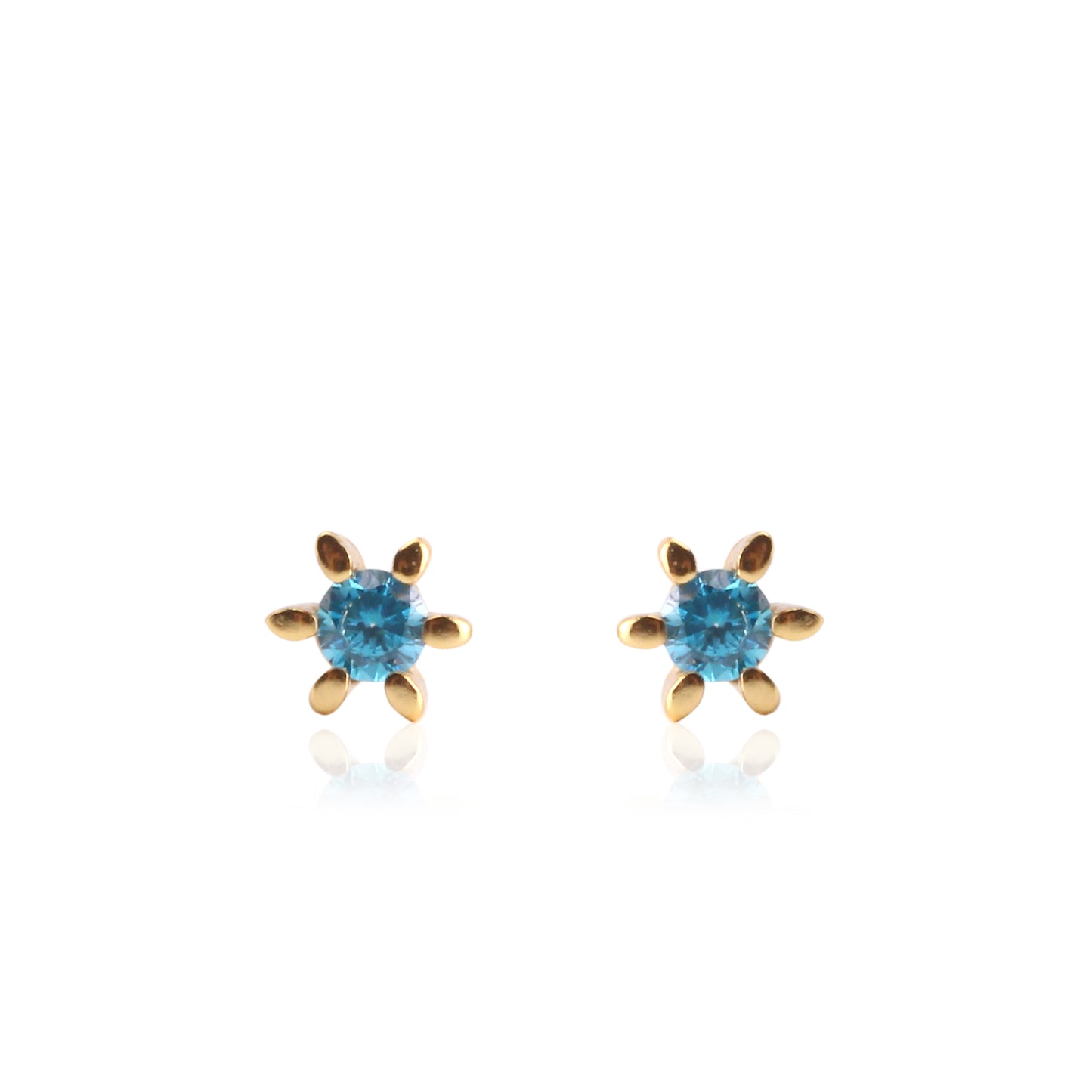 Earrings Blue Cz 18K G'Plated Studs