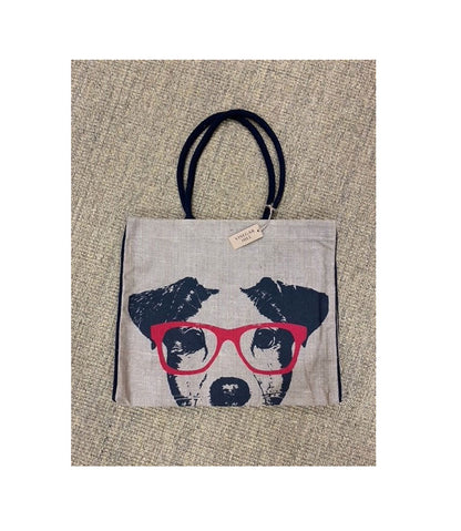 Dog with Glasses Hessian Bag