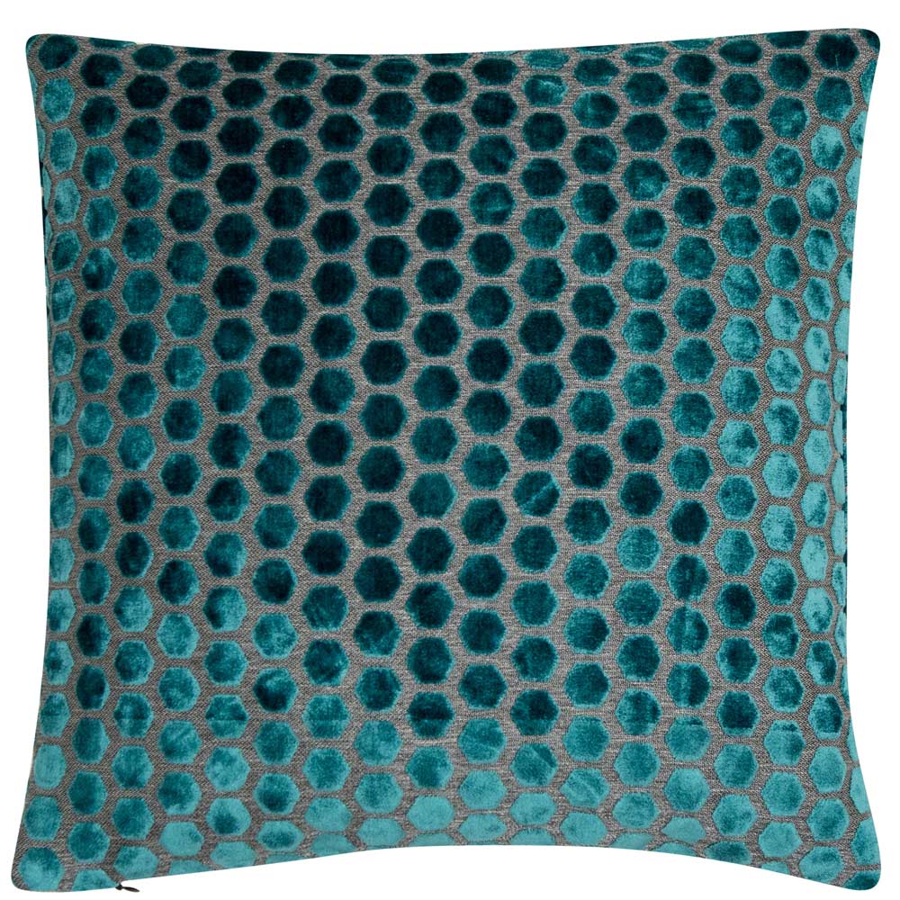 Hexagon Velvet Cushion - Teal