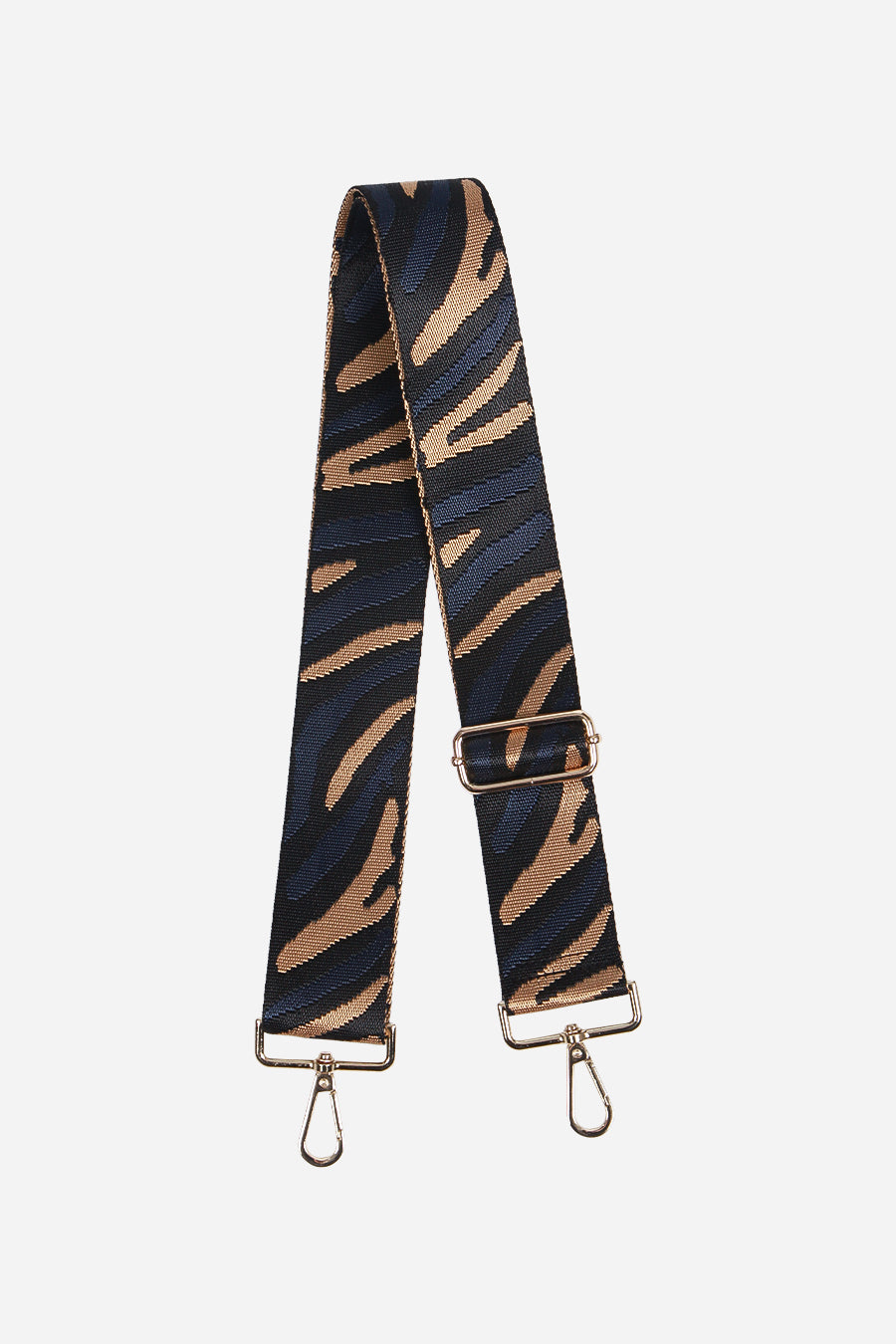 Two Tone Tiger Stripe Bag Strap - Navy Blue and Gold