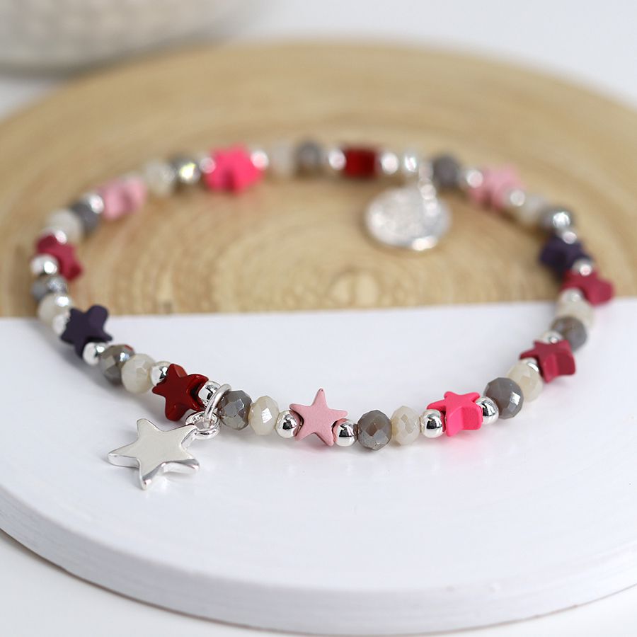 Pink Bead Bracelet With Star Charm