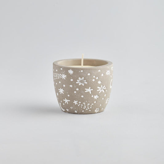 Winter Thyme, Grey & White Celestial Candle Pot