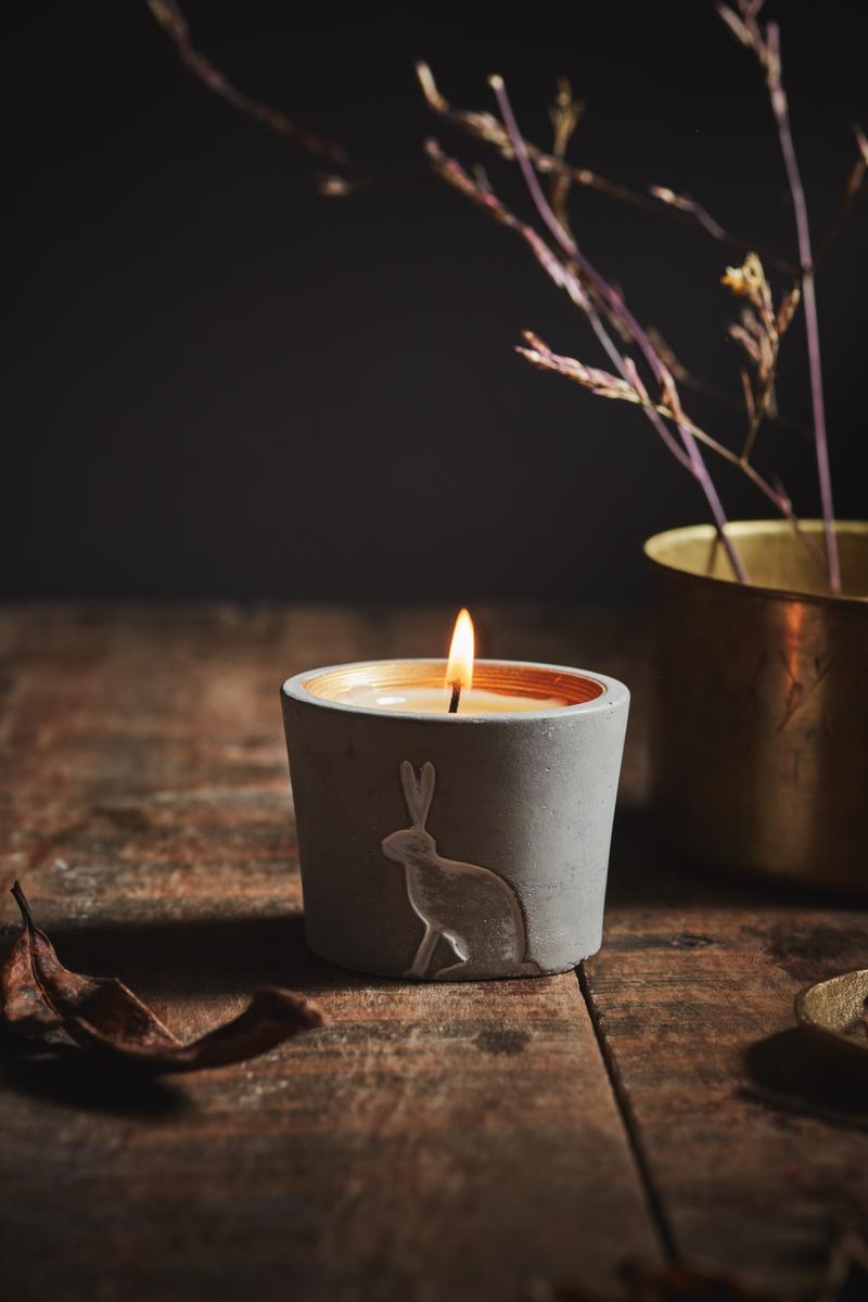 Winter Woodland Hare Candle - Winter Thyme