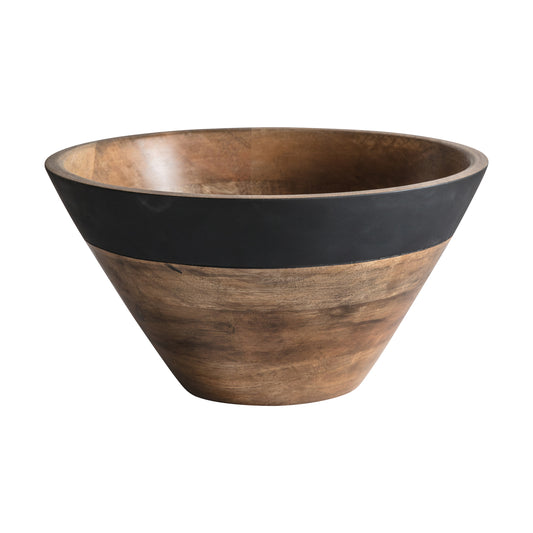 From Vinegar Hill, a wooden bowl from Gallery Direct, it is in a mid brown wood with a slight lustre, it has a matt black band around the top under the rim.