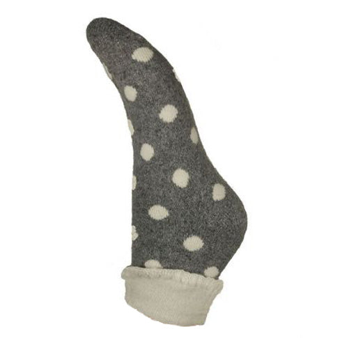Wool Blend Socks - Grey With White Spots