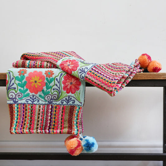 Embroidered Throw – Multi Coloured